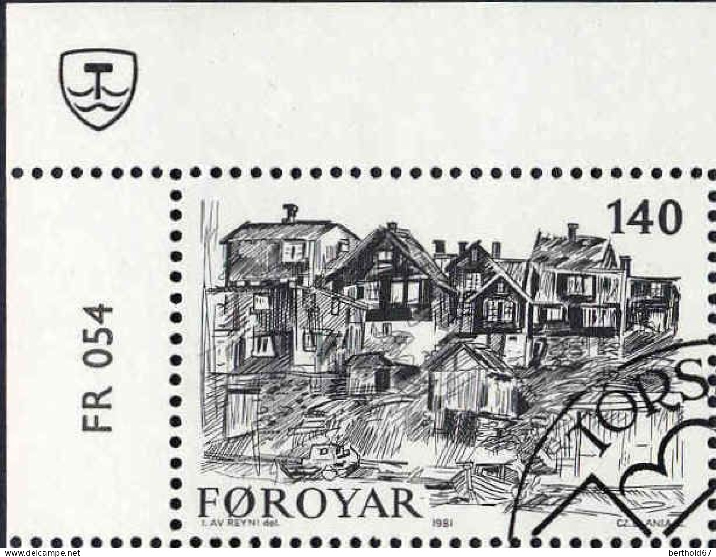 Feroe Poste Obl Yv: 53/56 Le Vieux Torshaven Ingalvur Av Reyni Coin D.feuille (TB Cachet Rond) - Färöer Inseln