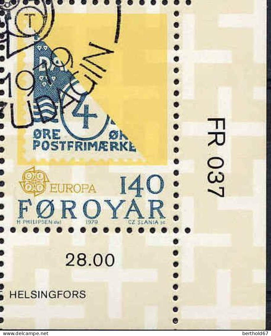 Feroe Poste Obl Yv: 37/38 Europa Cept Histoire Postale Coin D.feuille (TB Cachet Rond) - Färöer Inseln