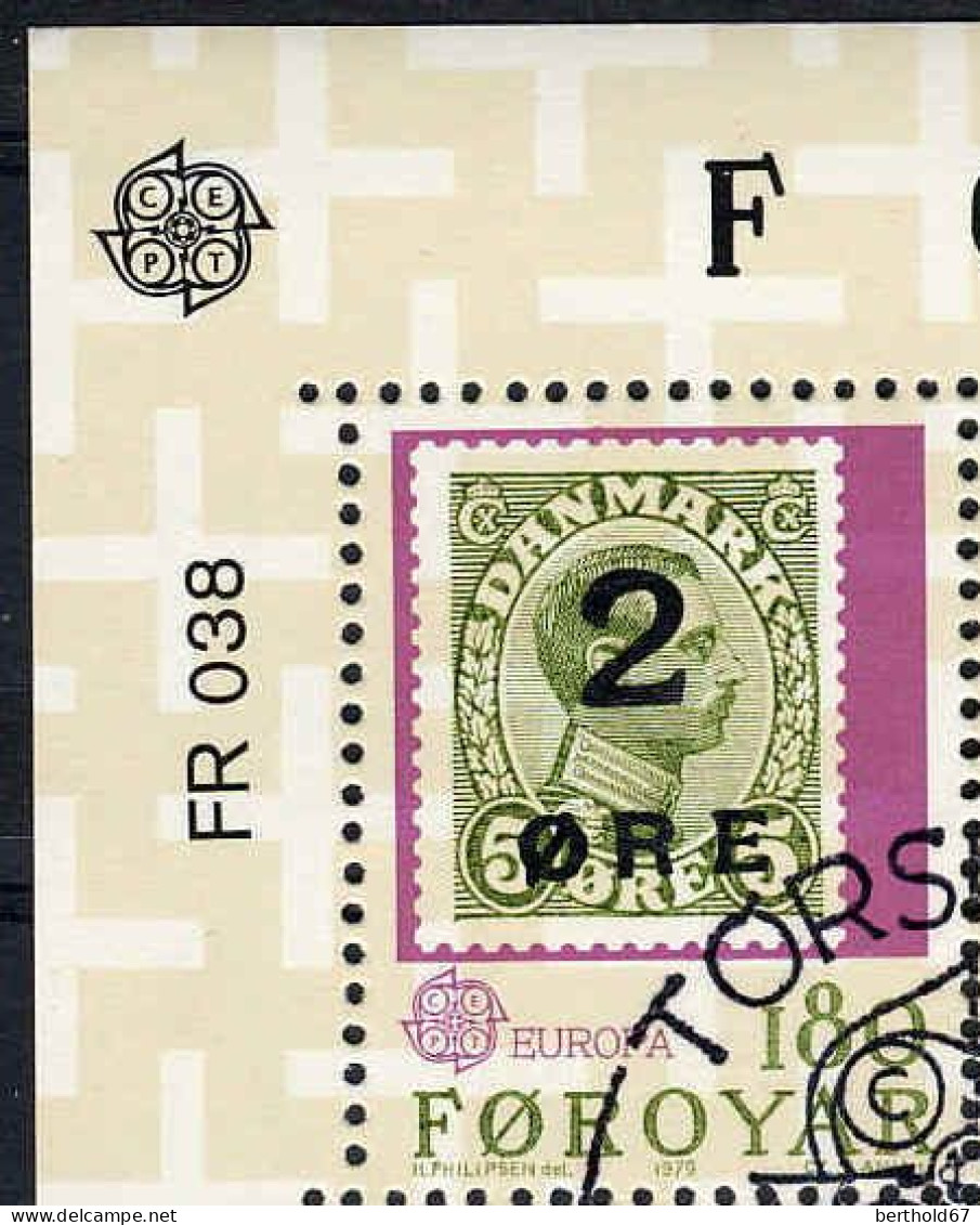 Feroe Poste Obl Yv: 37/38 Europa Cept Histoire Postale Coin D.feuille (TB Cachet Rond) - Isole Faroer