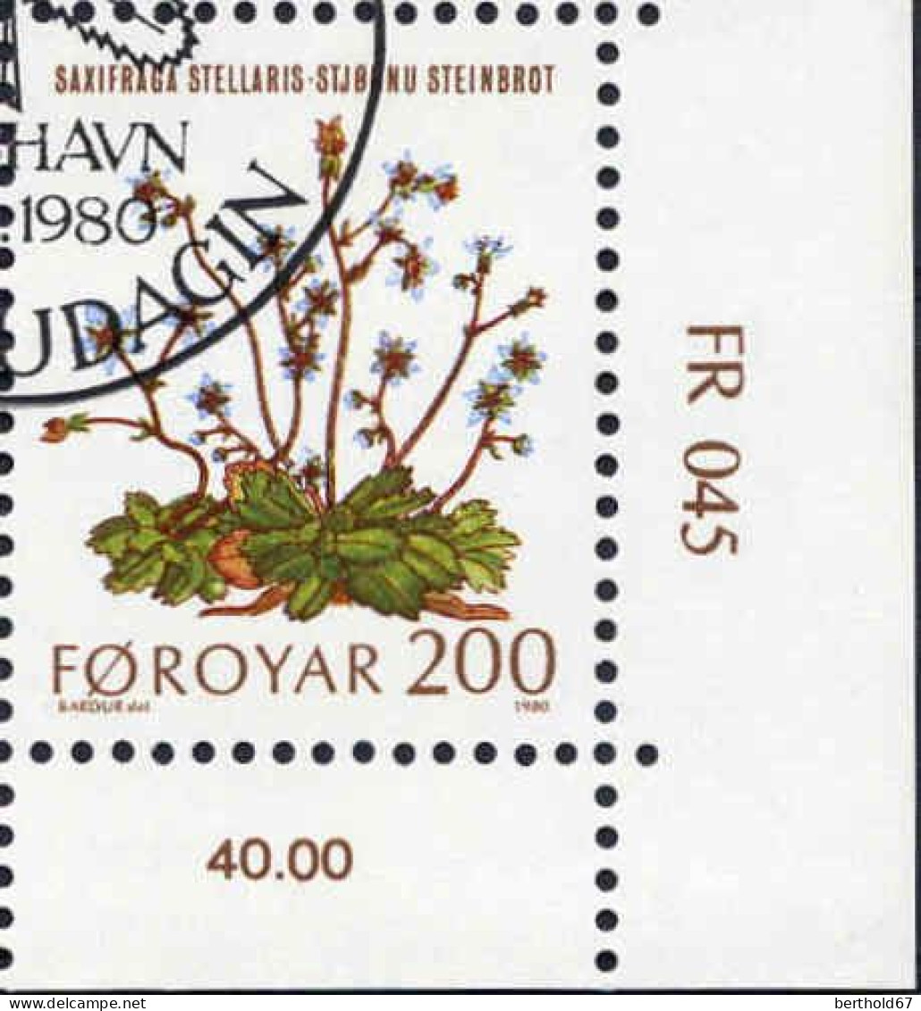 Feroe Poste Obl Yv: 42/46 Plantes Sauvages Coin D.feuille (TB Cachet Rond) - Faroe Islands