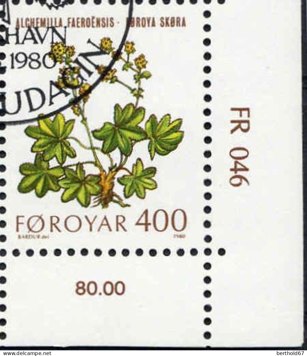 Feroe Poste Obl Yv: 42/46 Plantes Sauvages Coin D.feuille (TB Cachet Rond) - Faroe Islands