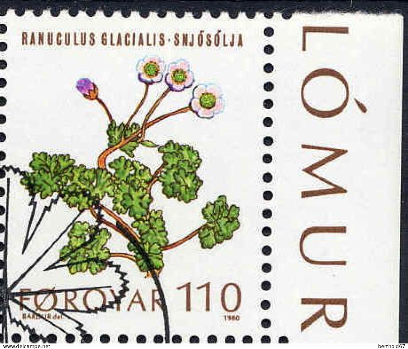 Feroe Poste Obl Yv: 42/46 Plantes Sauvages Bord De Feuille (TB Cachet Rond) - Islas Faeroes