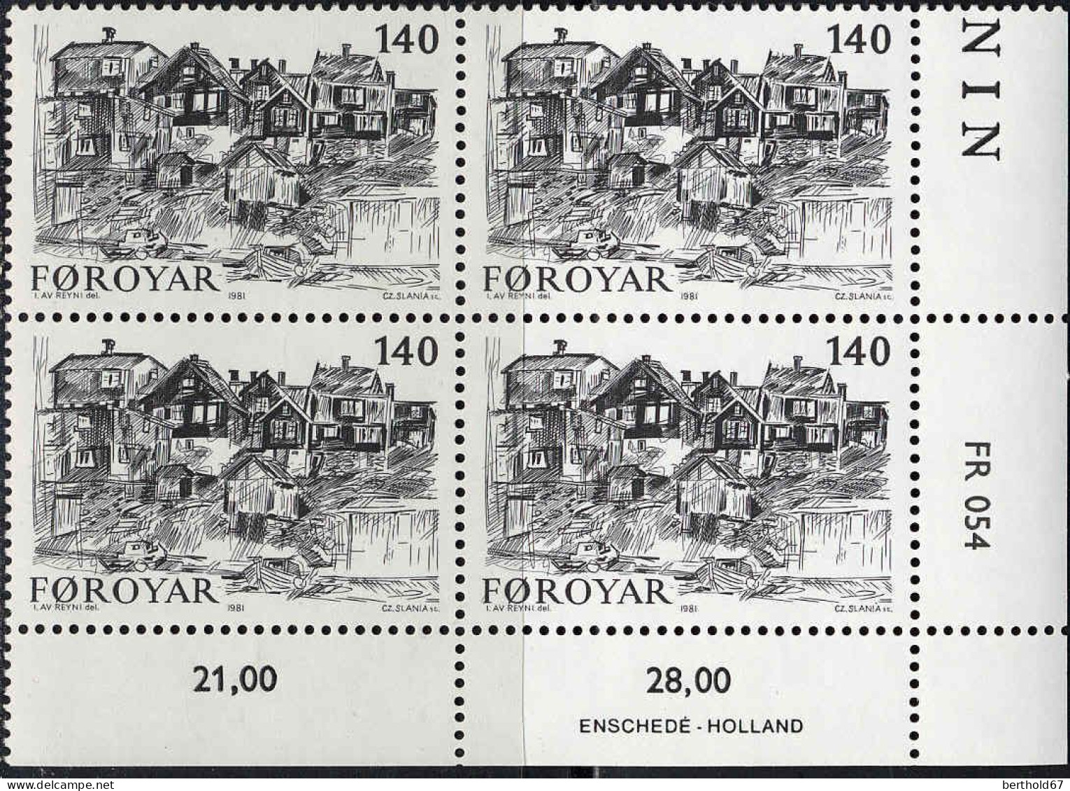 Feroe Poste N** Yv: 53/56 Le Vieux Torshaven Ingalvur Av Reyni Coin D.feuille X4 - Féroé (Iles)