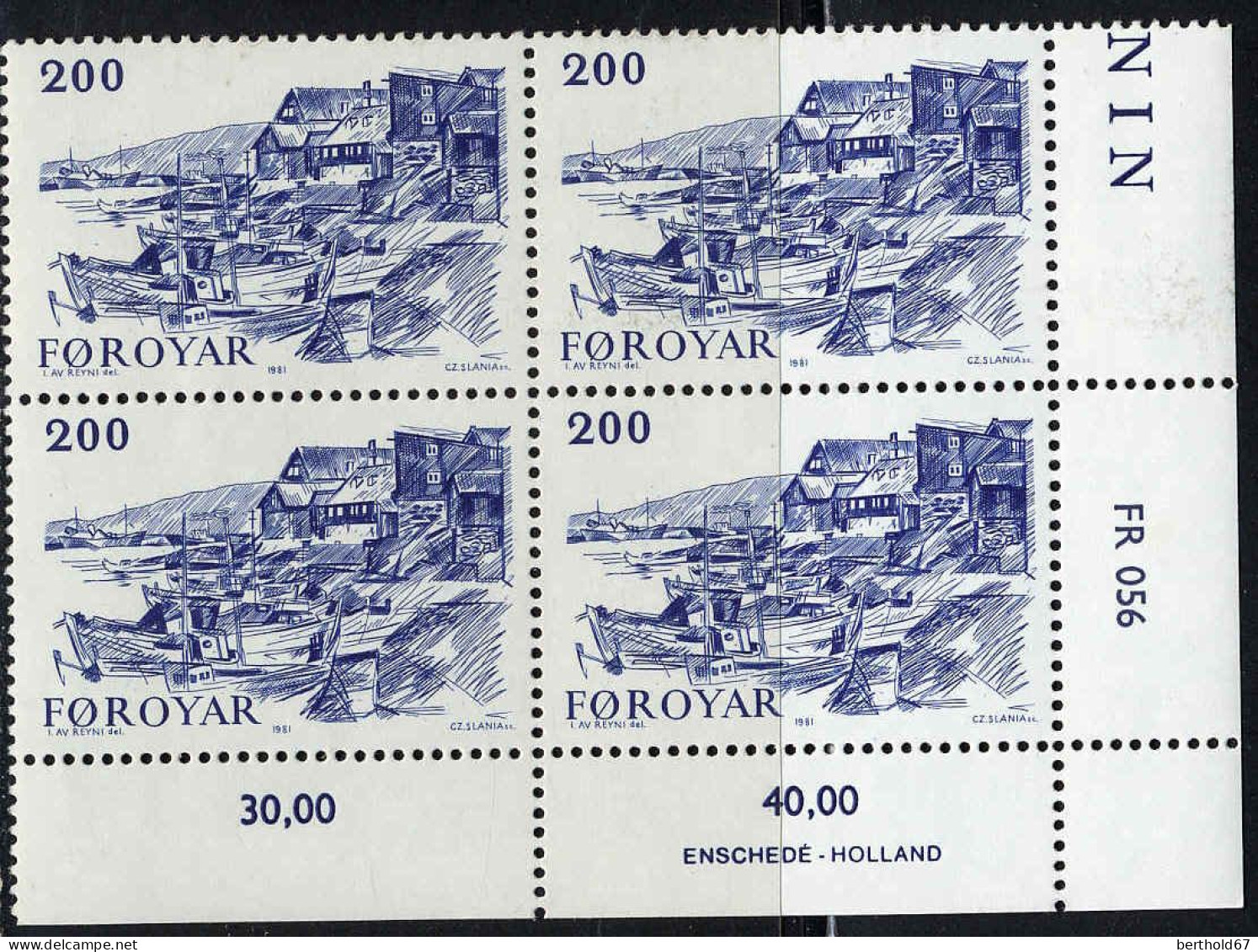 Feroe Poste N** Yv: 53/56 Le Vieux Torshaven Ingalvur Av Reyni Coin D.feuille X4 - Faroe Islands