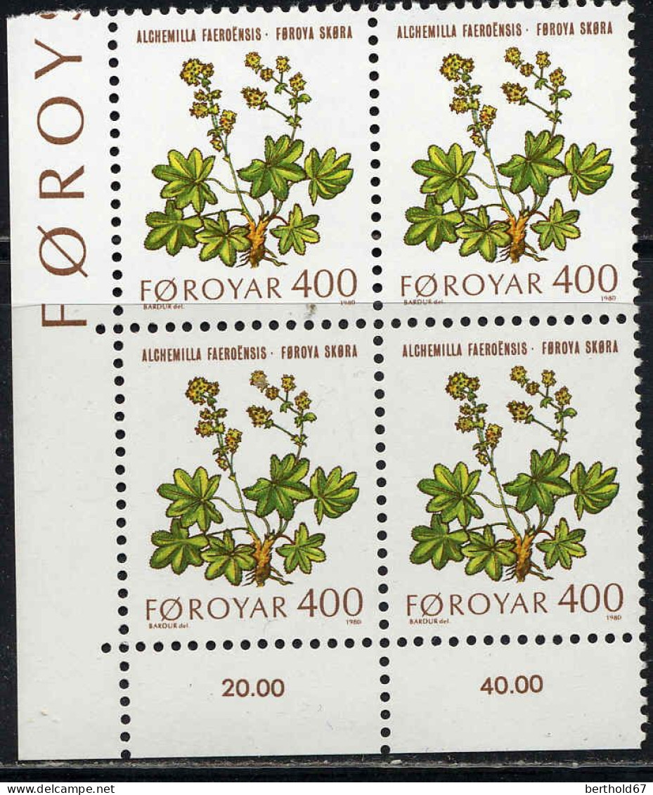 Feroe Poste N** Yv: 42/46 Plantes Sauvages Coin D.feuille X4 - Faroe Islands