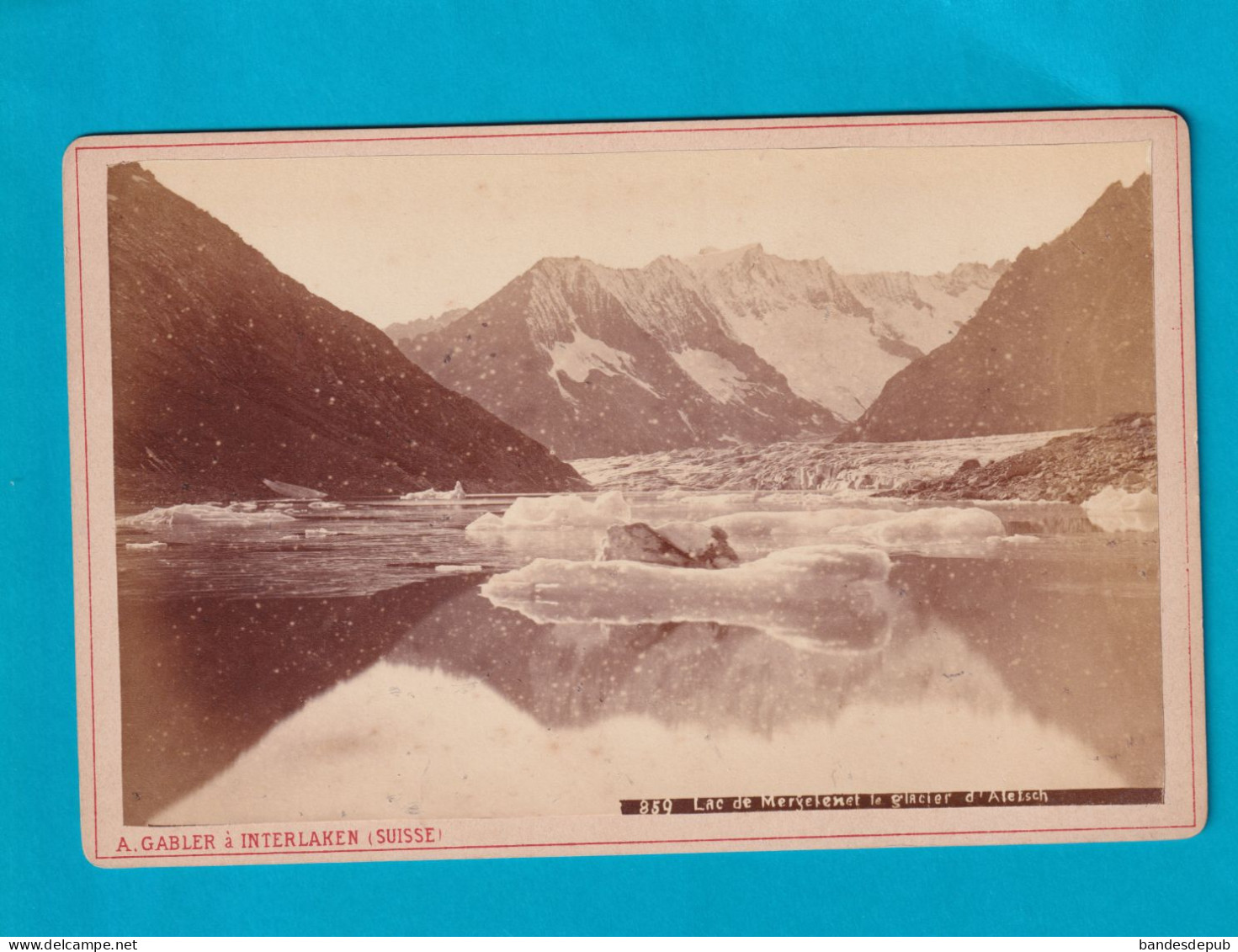 RARE  Old Photo  Gabler  Interlaken Switzerland Suisse LAC DE MERYELEN ET GLACIER D'ALETSCH  Circa 1880 - Anciennes (Av. 1900)