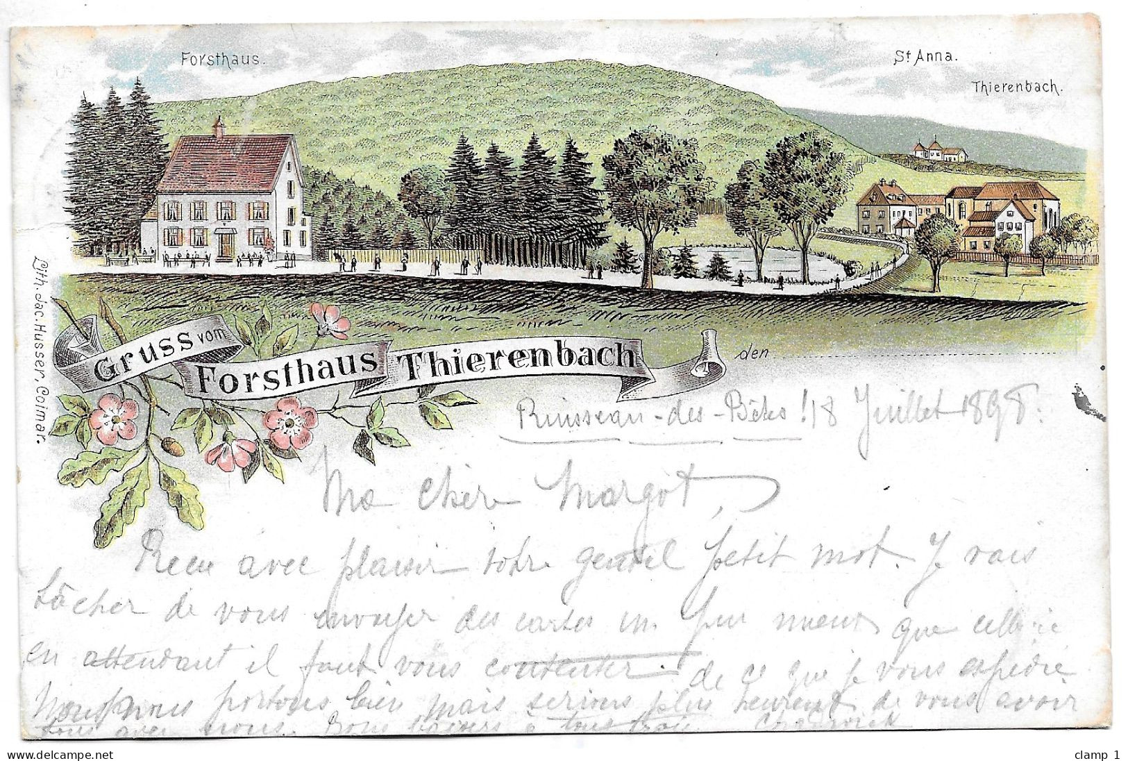 CPA 68  GRUSS VOM FORSTHAUS  THIERENBACH ** PRECURSEUR **1898 ** RARE - Sonstige & Ohne Zuordnung