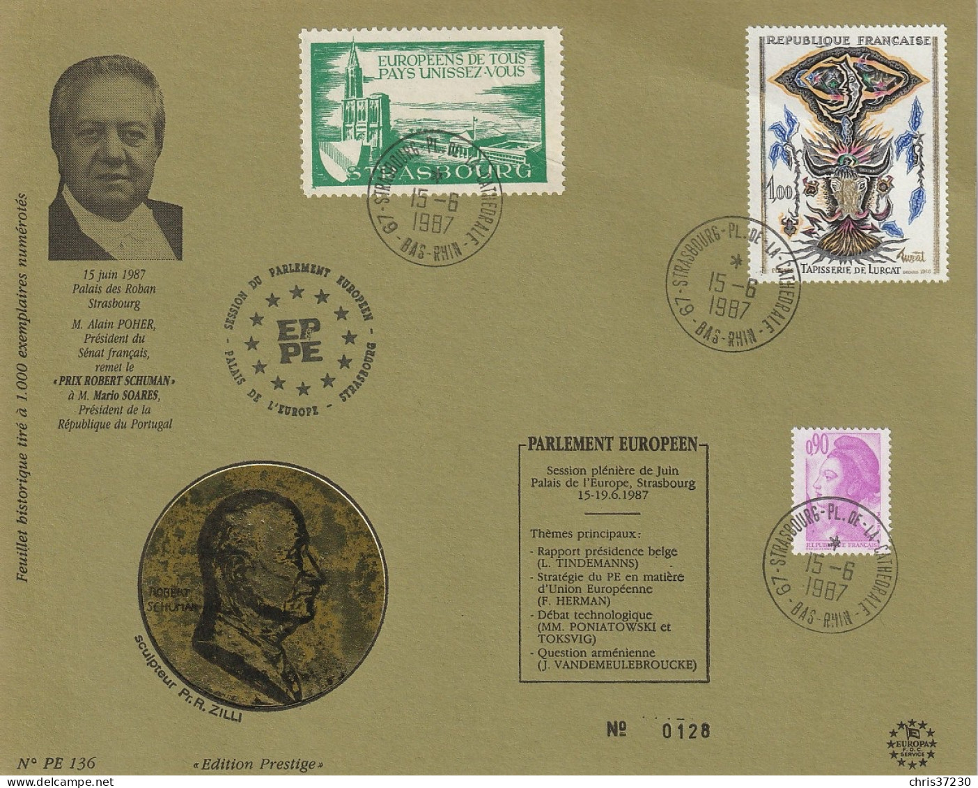 BCT - Document Souvenir - Remise Prix Robert Schuman à Mario Soares - 1987 - Collections