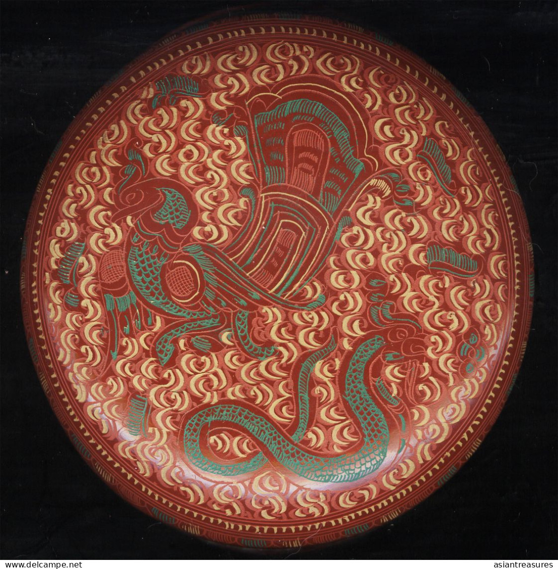 Antique Burma  Royalty 8-piece Hand-painted, Hand Etched Coaster Set Intricate Work Ca 1900 - Arte Asiático