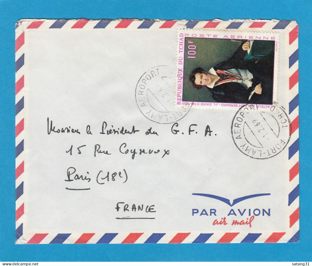 LETTRE AVEC TIMBRE " L'ACTEUR WOLF DIT BERNARD, PAINT PAR J. L. DAVID ". - Chad (1960-...)