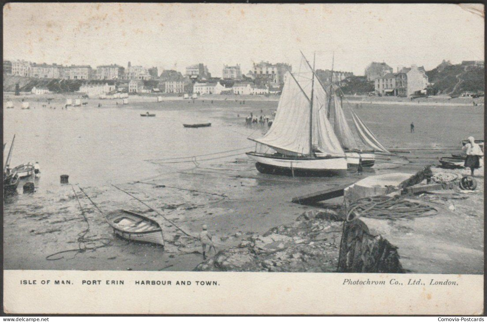 Harbour And Town, Port Erin, Isle Of Man, C.1905-10 - Photochrom Postcard - Ile De Man