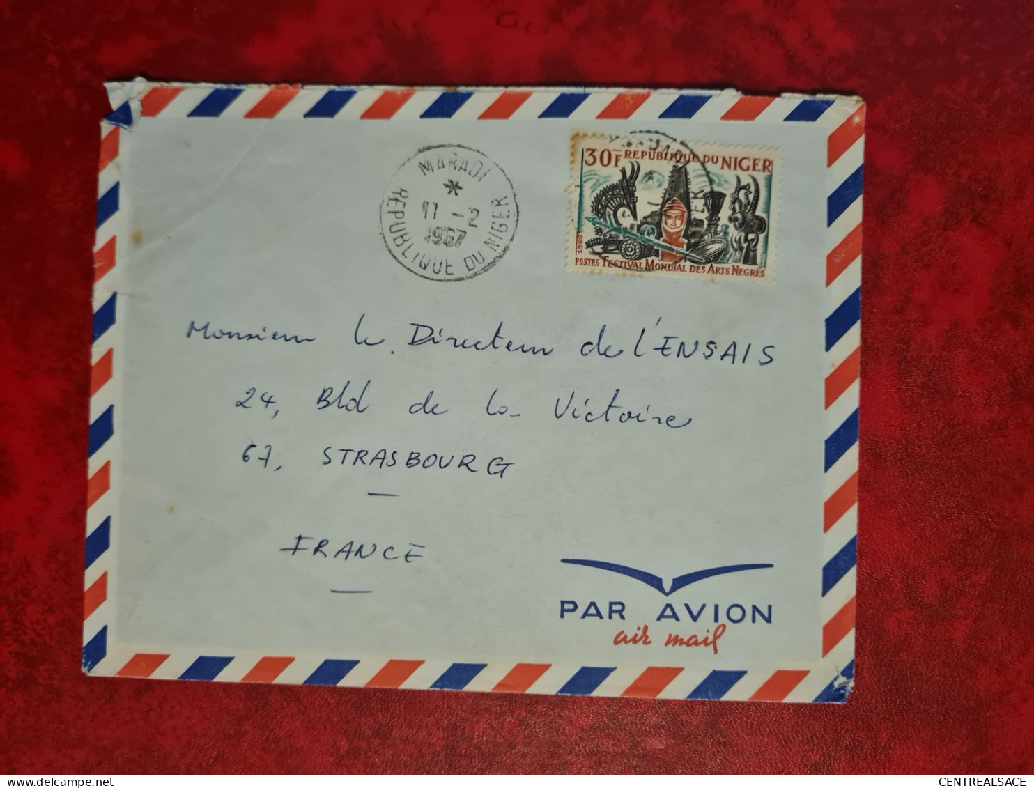 LETTRE NIGER NIAMEY 1967 FESTAVAL MONDIAL DES ARTS NEGRES - Niger (1960-...)