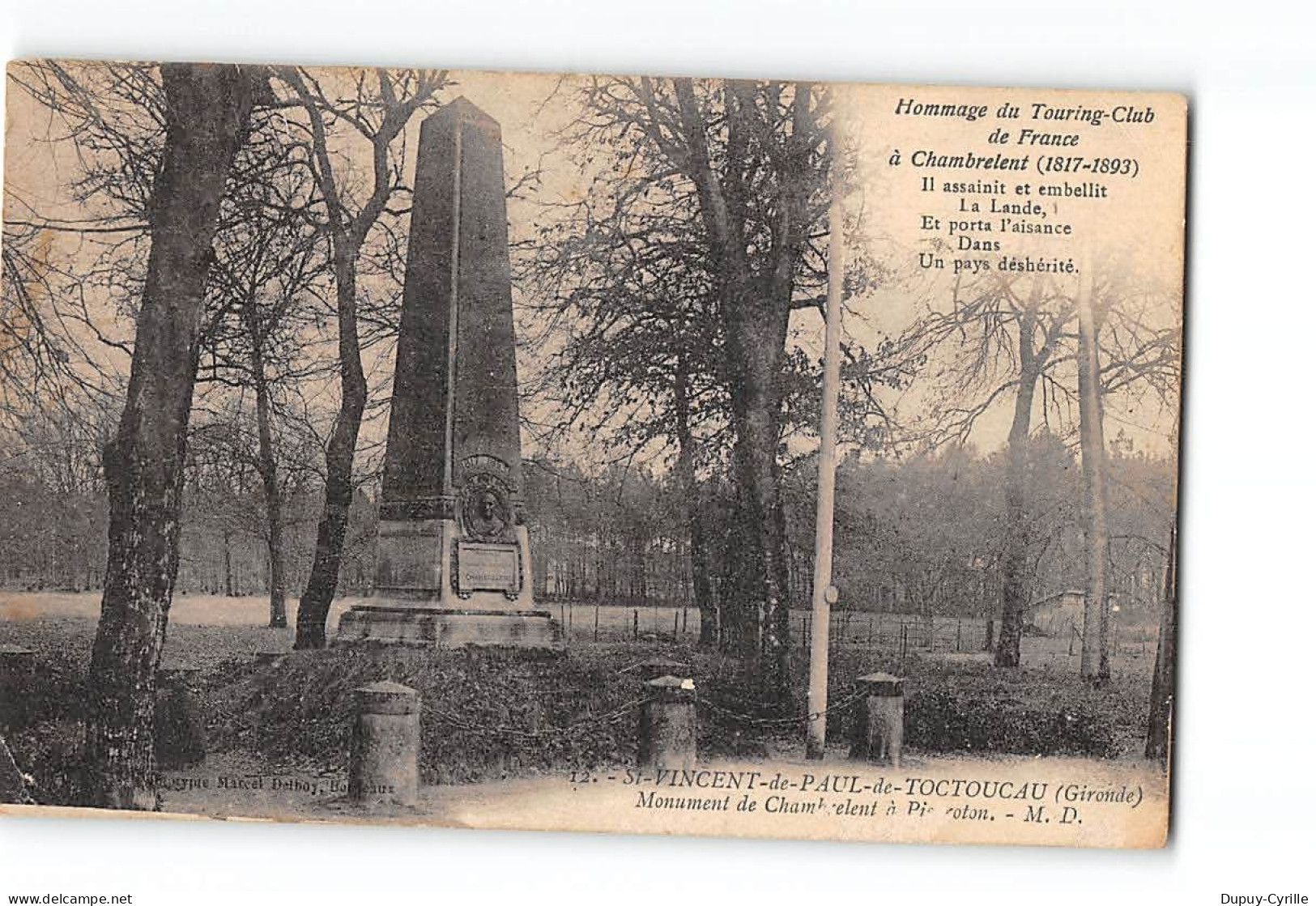 SAINT VINCENT DE PAUL DE TOCTOUCAU - Monument De Chambrelent - état - Sonstige & Ohne Zuordnung