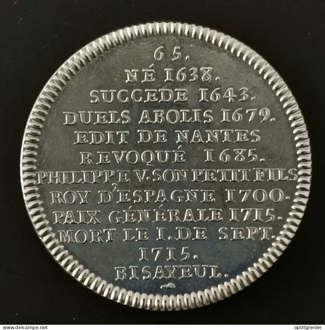 MEDAILLE JETON LOUIS XIV 34mm - Other & Unclassified