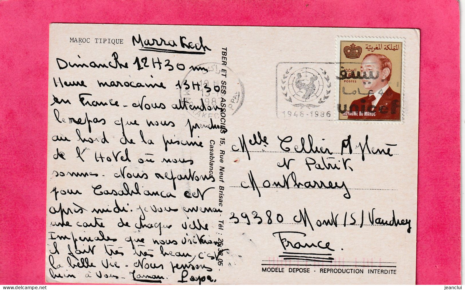 CPM .  MAROC TIPIQUE  .  CARTE AFFR AU VERSO LE 13-10-1987  .  2 SCANNES - Other & Unclassified