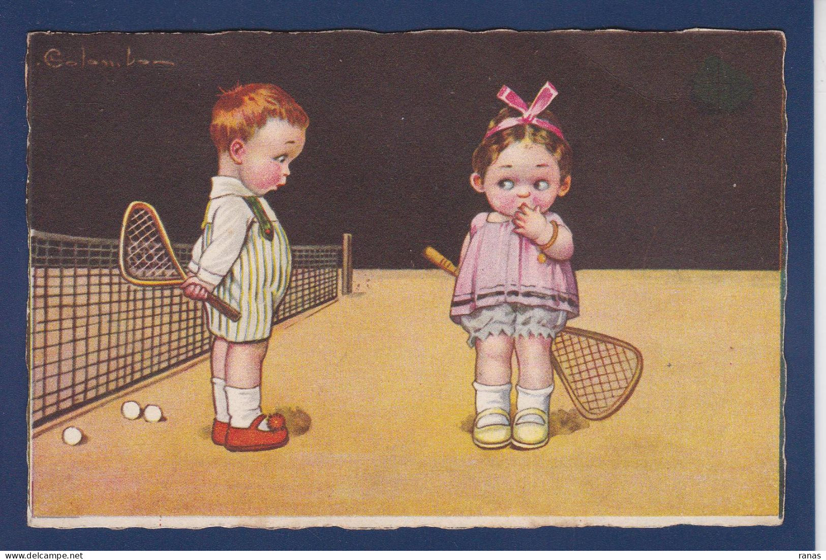 CPA Colombo Enfants Illustrateur Italien Art Déco écrite Sport Tennis 1962-2 - Colombo, E.