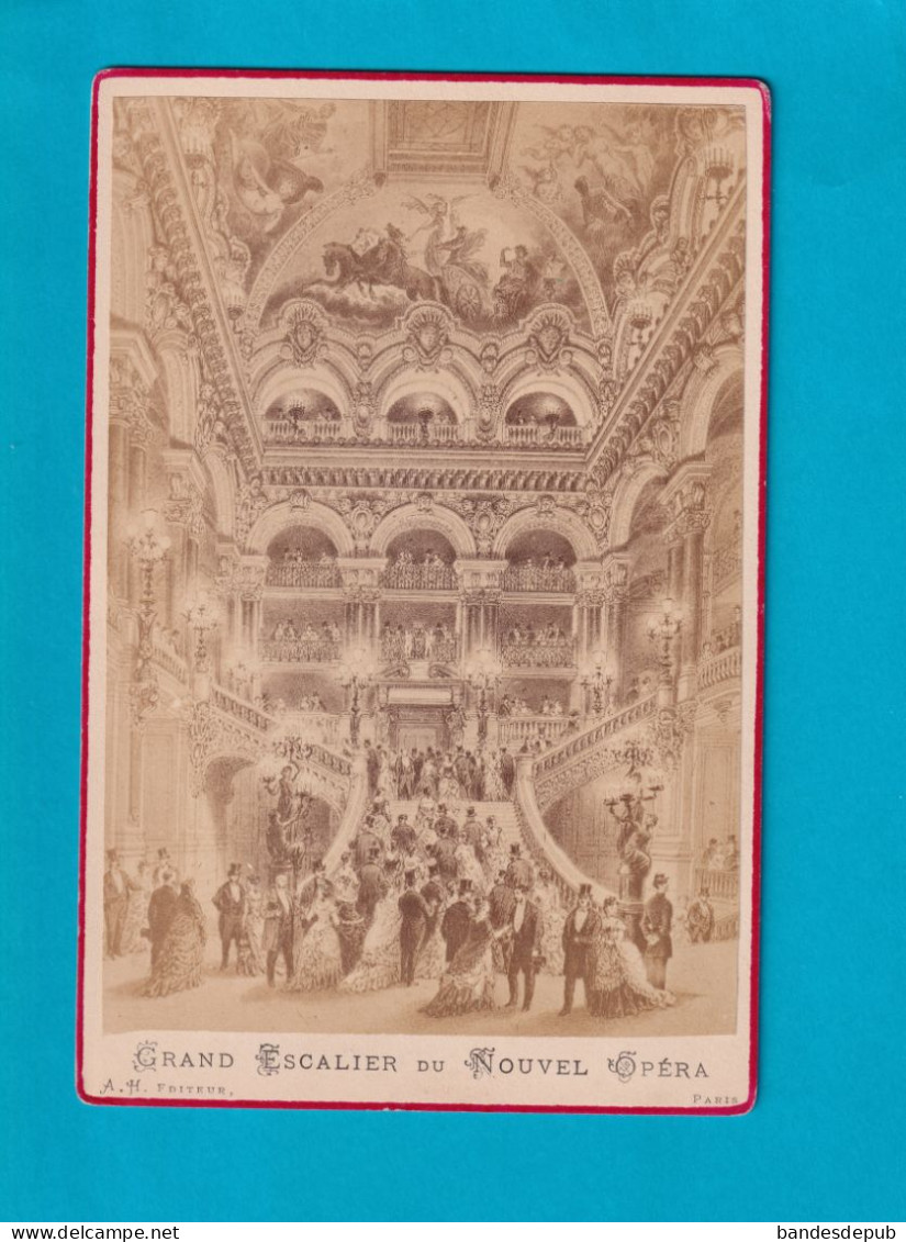 RARE  Old Photo  Grand Escalier  NOUVEL OPERA DE PARIS   Circa 1880 A H Editeur Dos Vierge - Old (before 1900)