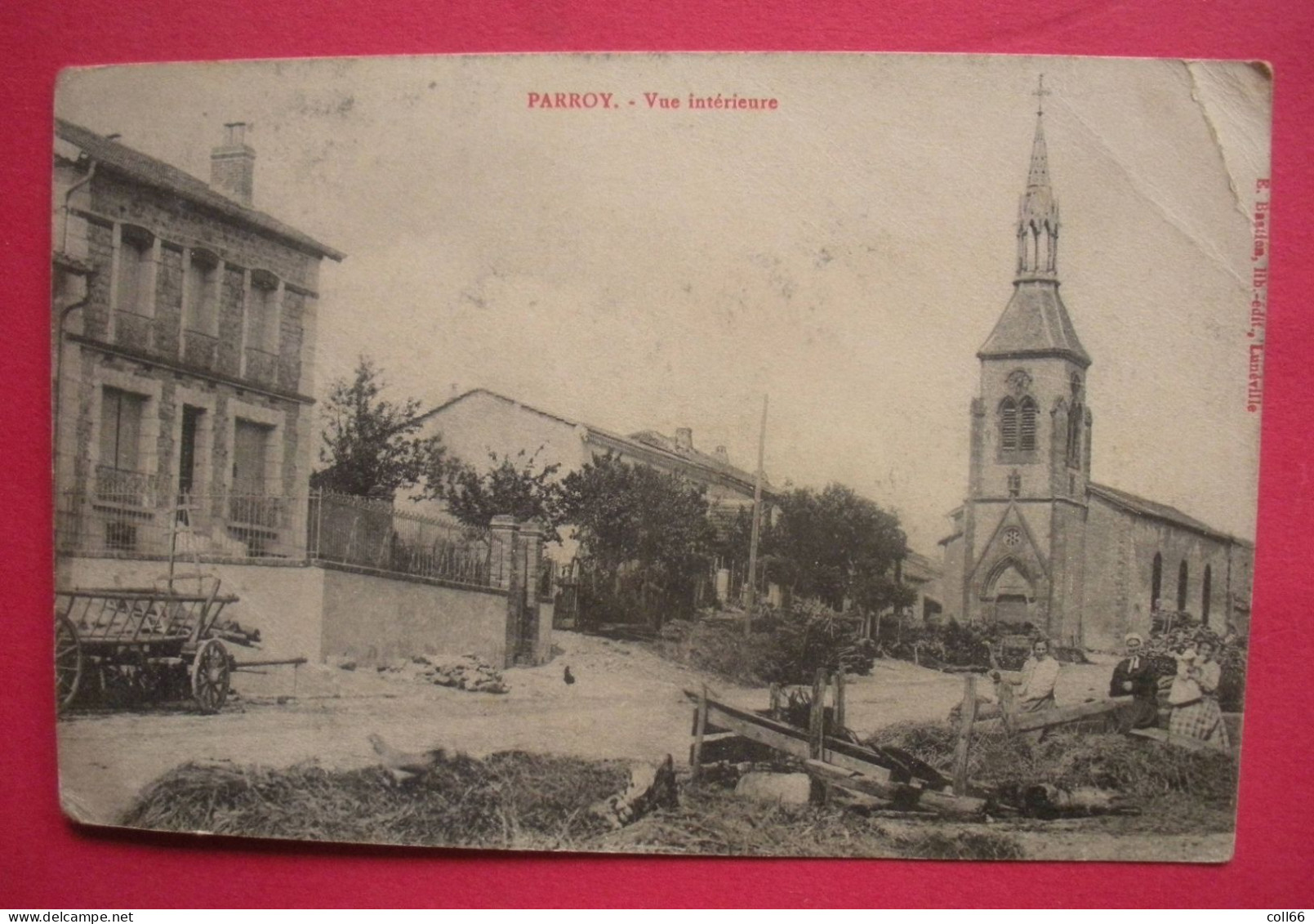 54 Parroy  Cpa Vue Intérieure Animée Avec L'église éditeur Visé Nancy A244 Dos Scanné état - Other & Unclassified