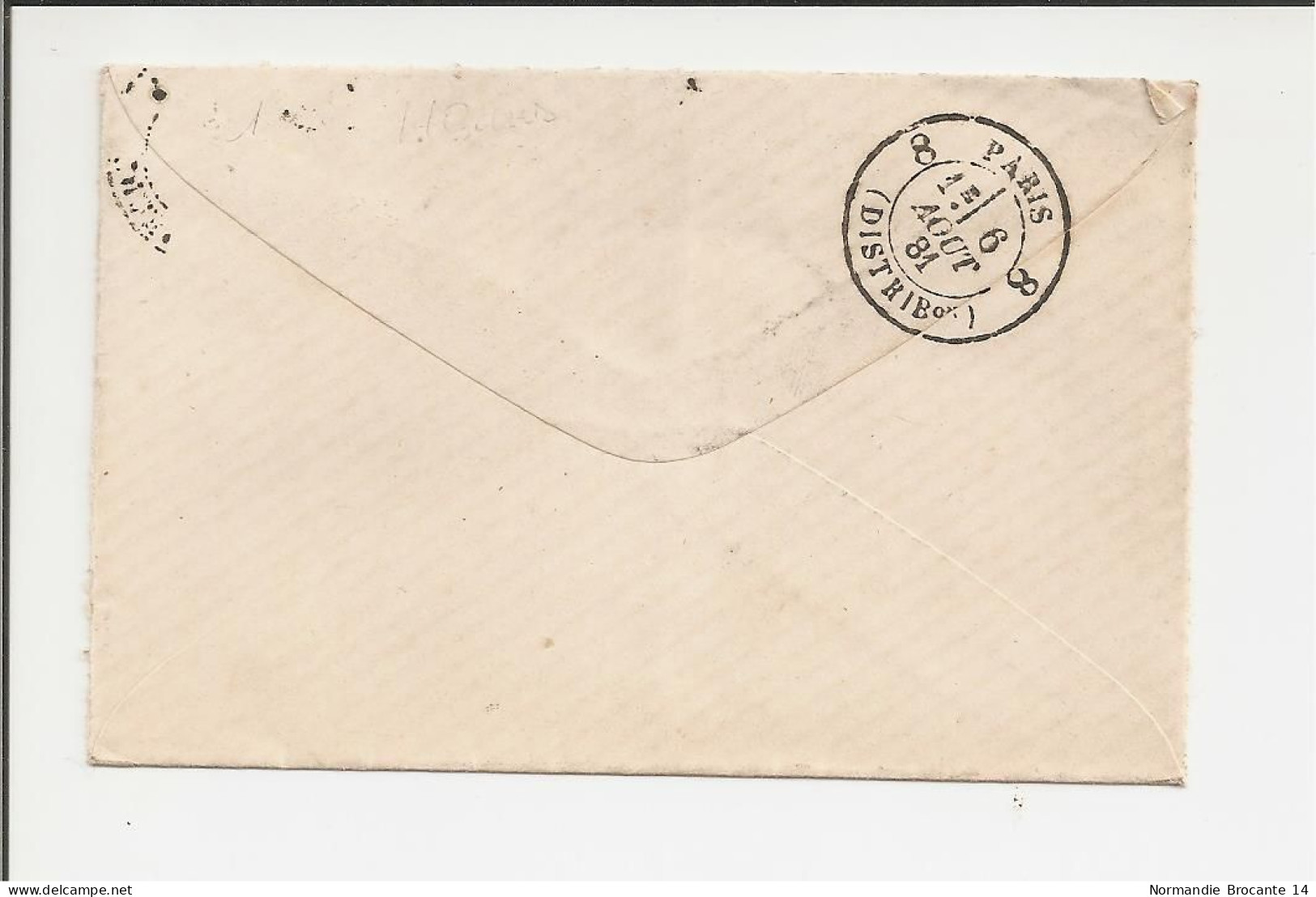 Lettre De Dieppe Pour Paris De 1881 - Type Sage 15 - 1876-1898 Sage (Type II)