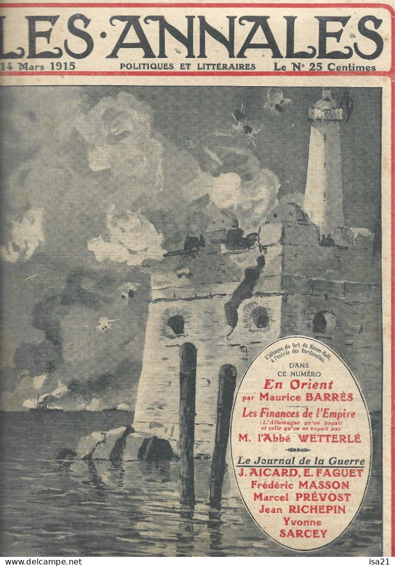 LES ANNALES Politiques Et Littéraires: 14 Mars 1915: La Croisade Française, Le Pessimisme Russe, Les Français D'Orient, - 1900 - 1949