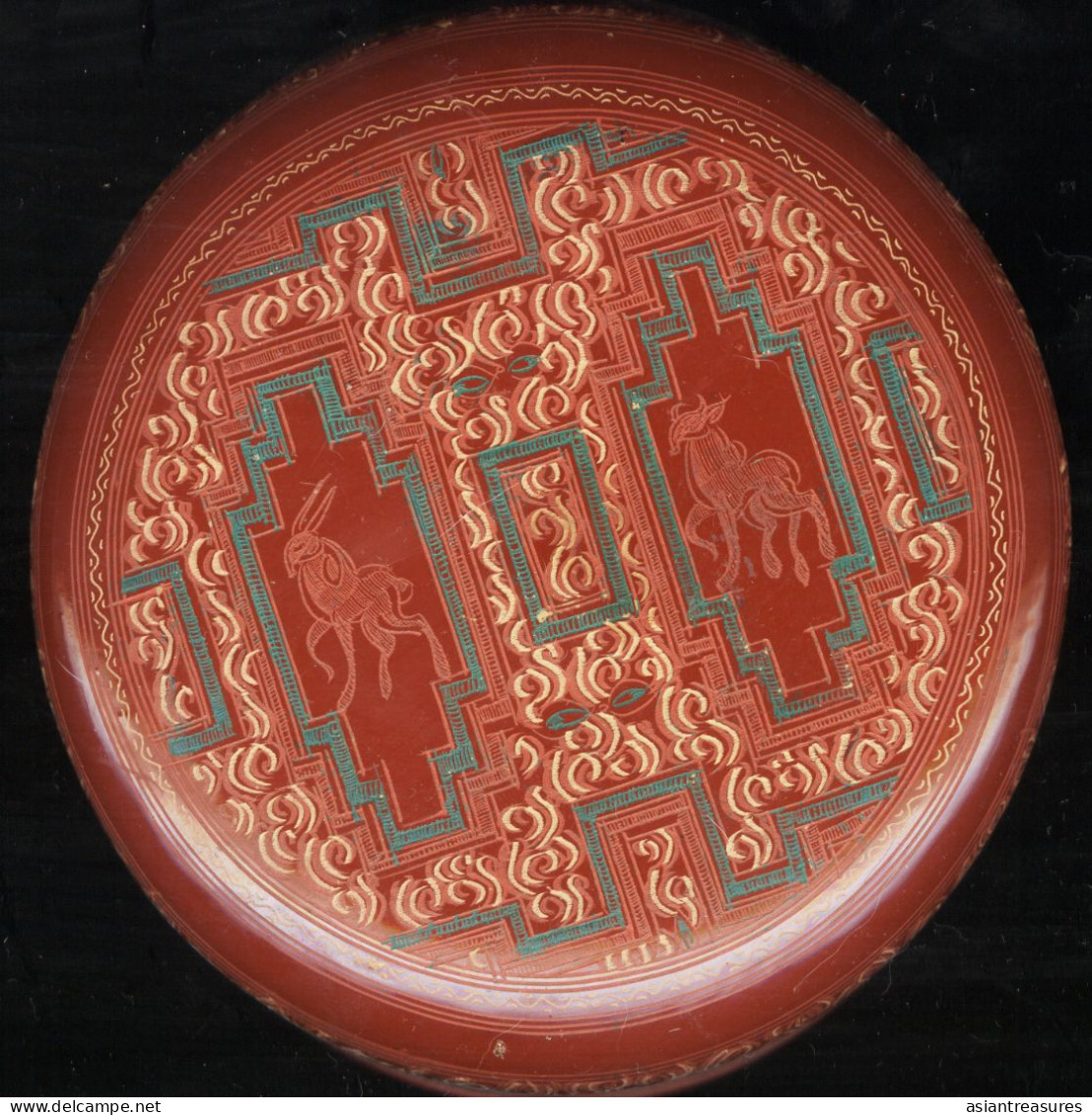 Antique Burma  Royalty 8-piece Hand-painted, Hand Etched Coaster Set Intricate Work Ca 1900 - Asian Art