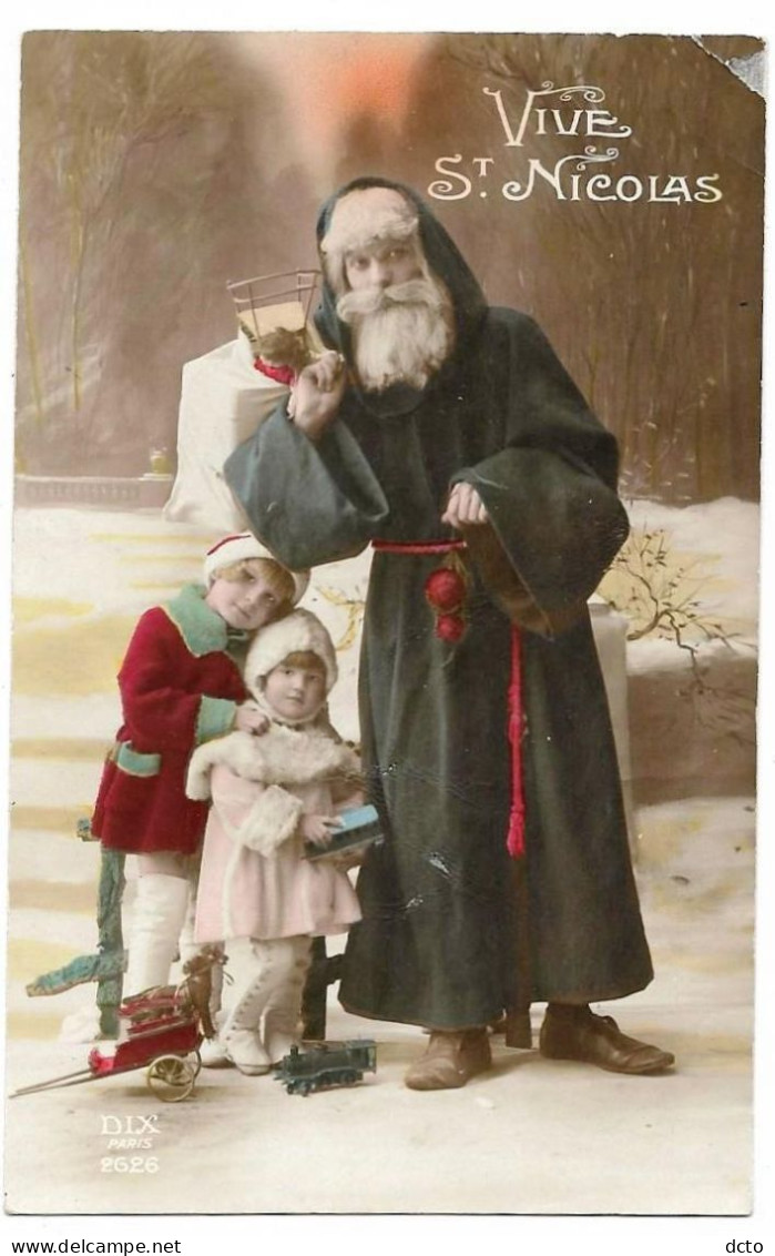 2 Cpa  Vive Saint Nicolas Ed. Dix 2626 (pli Haut Droit) & Nous Remercions Bien Nos Aimables Parents... Ed. ELD 155 - Saint-Nicholas Day