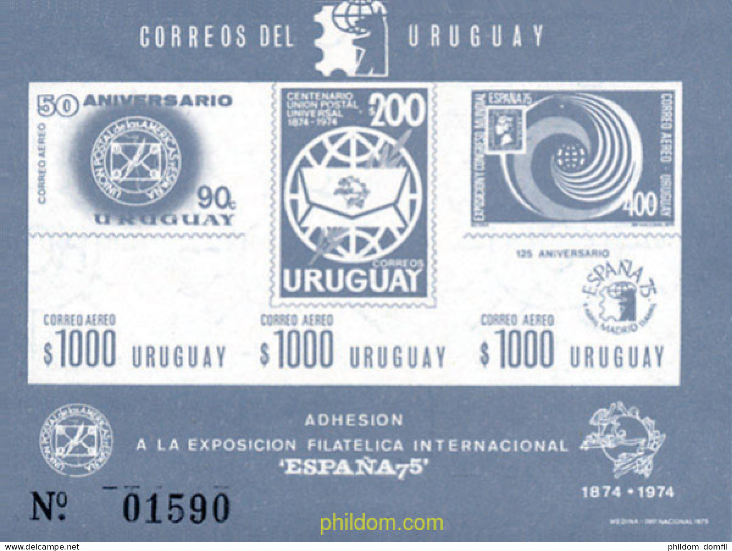 120843 MNH URUGUAY 1975 ESPAÑA 75. EXPOSICION FILATELICA INTERNACIONAL - Uruguay