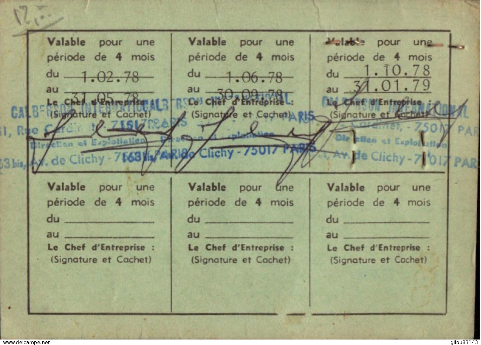 Carte De Commissionnaire En Douane, Calberson International, Paris - Unclassified