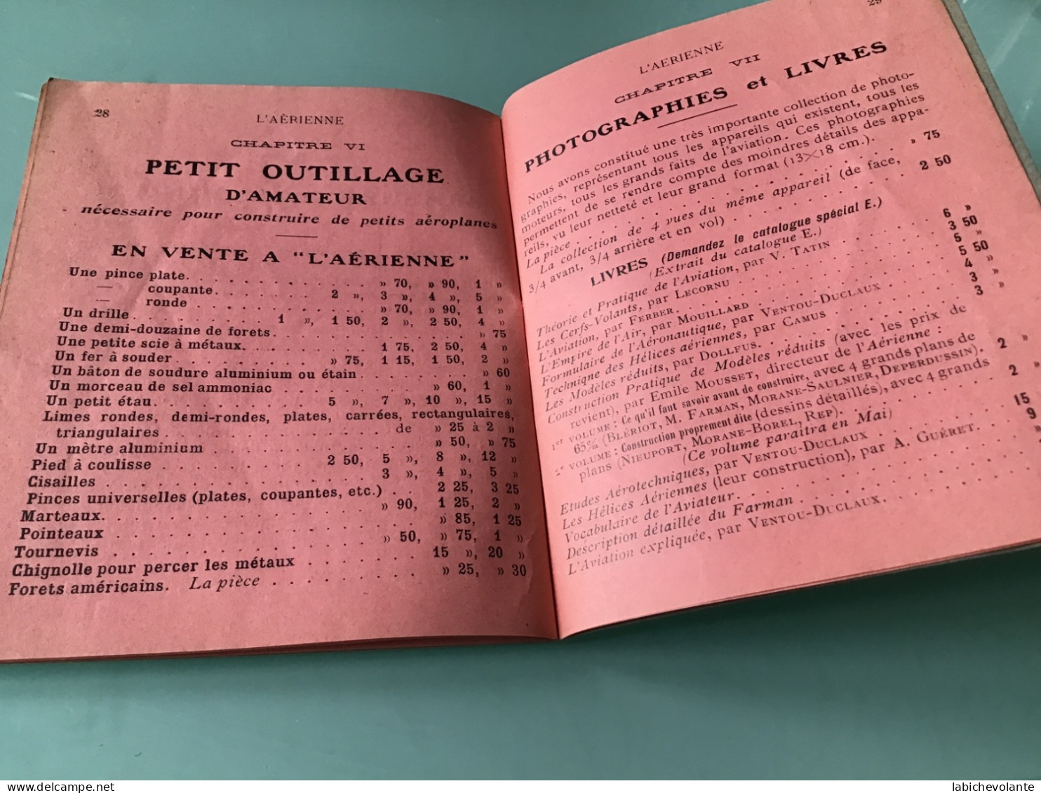 Modèles Réduits . Catalogue de Pièces détachées 1912. 32 pages.