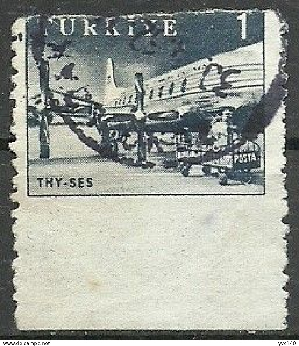 Turkey; 1959 Pictorial Postage Stamp 1 K. ERROR "Imperf. Edge" - Used Stamps