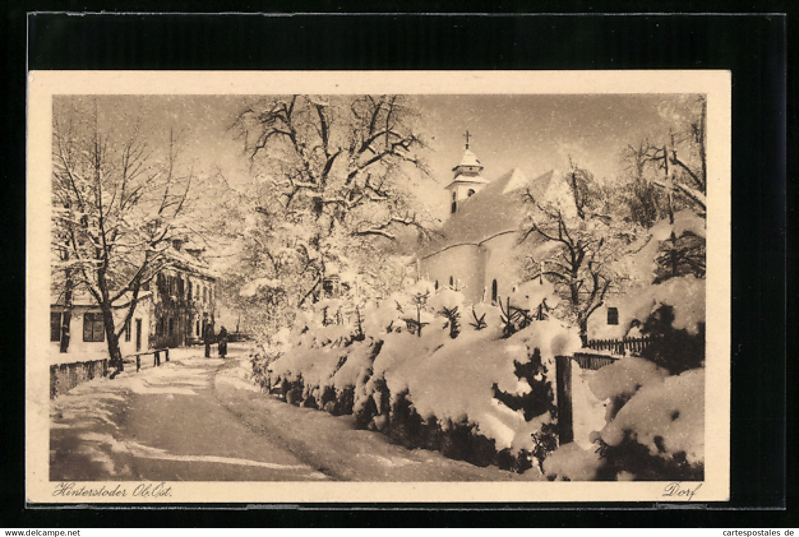 AK Hinterstoder /O. Oe., Strassenpartie Mit Kirche Im Winter  - Autres & Non Classés