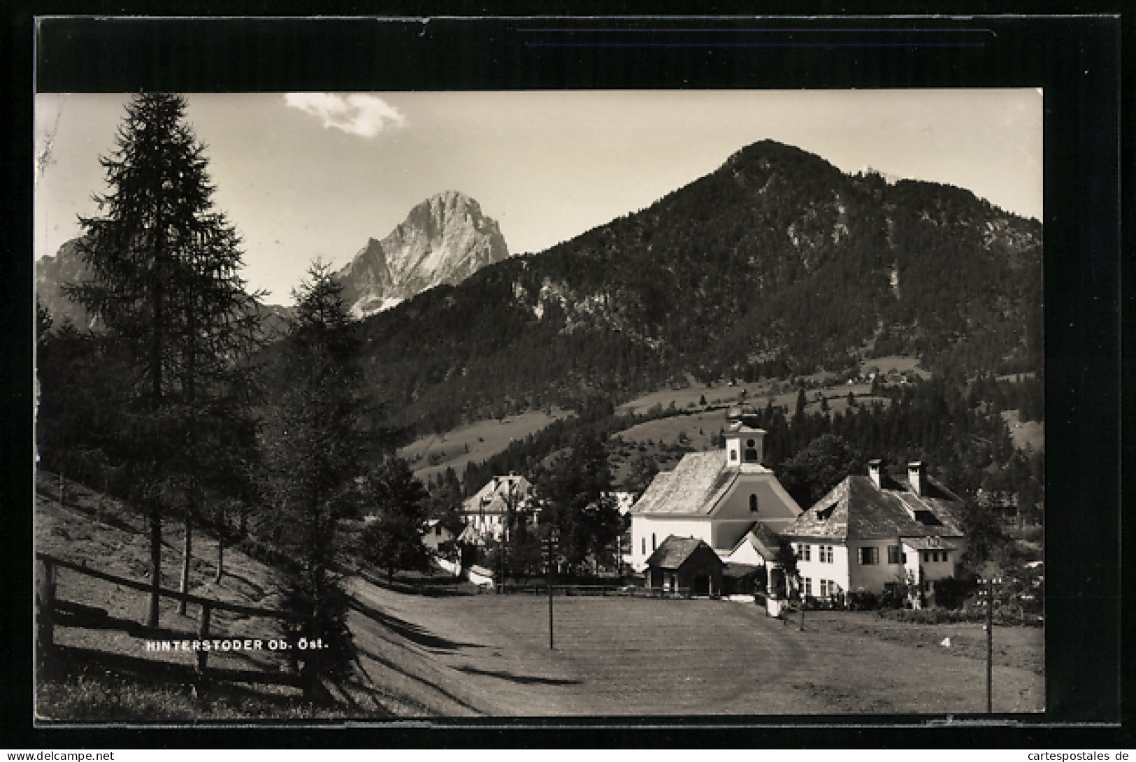 AK Hinterstoder /O. Oe., Teilansicht Mit Kirche Gegen Berggipfel  - Other & Unclassified