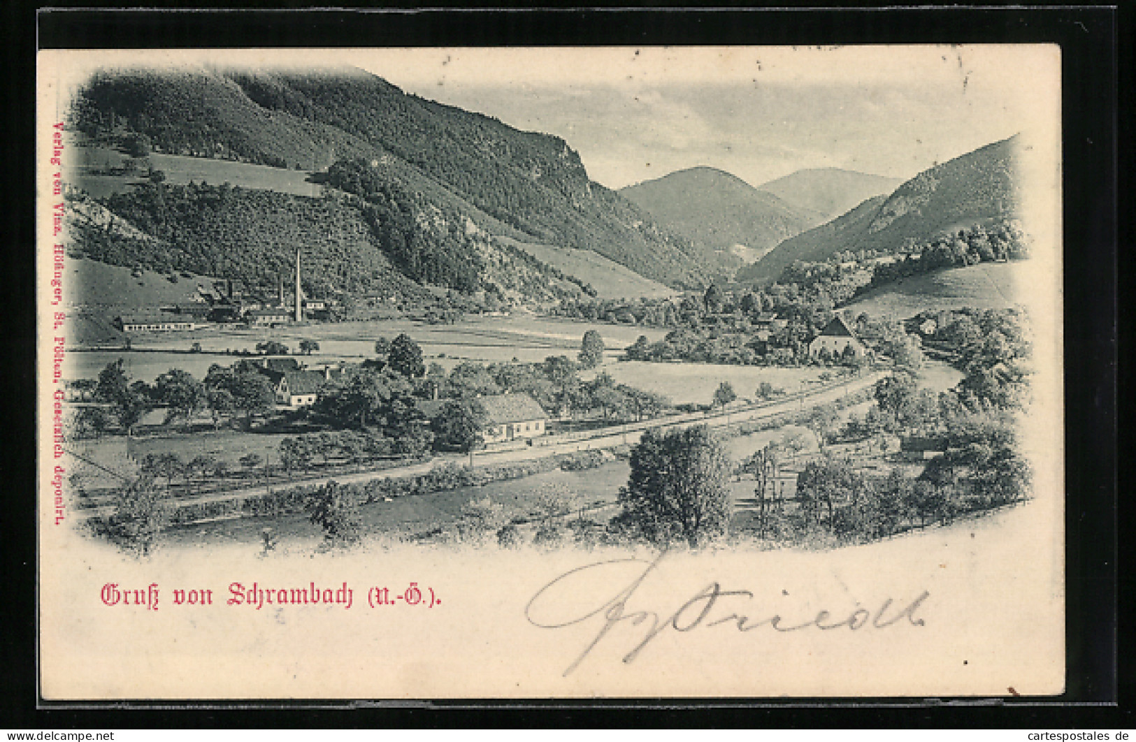 AK Schrambach /N.-Ö., Ortsansicht Mit Umgebung Und Bergblick Aus Der Vogelschau  - Sonstige & Ohne Zuordnung