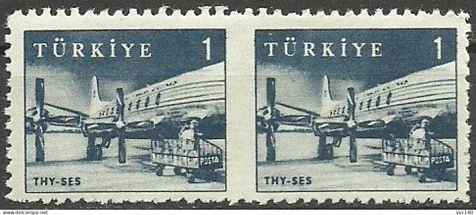 Turkey; 1959 Pictorial Postage Stamp 1 K. ERROR "Partially Imperf." - Nuovi