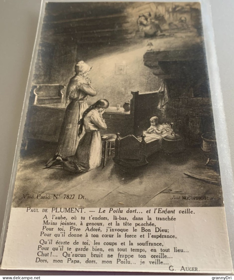 Tableau Paul De Plument Poeme G.auger Le Polu Dort Dans La Tranchee Et L Enfant Veille -zd Vise Paris 782 - Musées