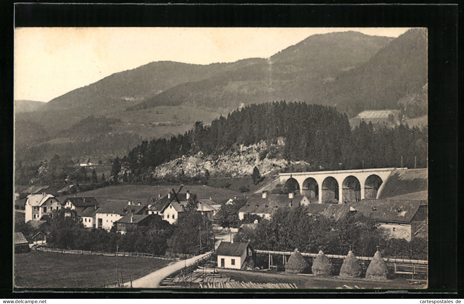 AK Steinhaus Am Semmering, Ortspartie Mit Viadukt  - Autres & Non Classés