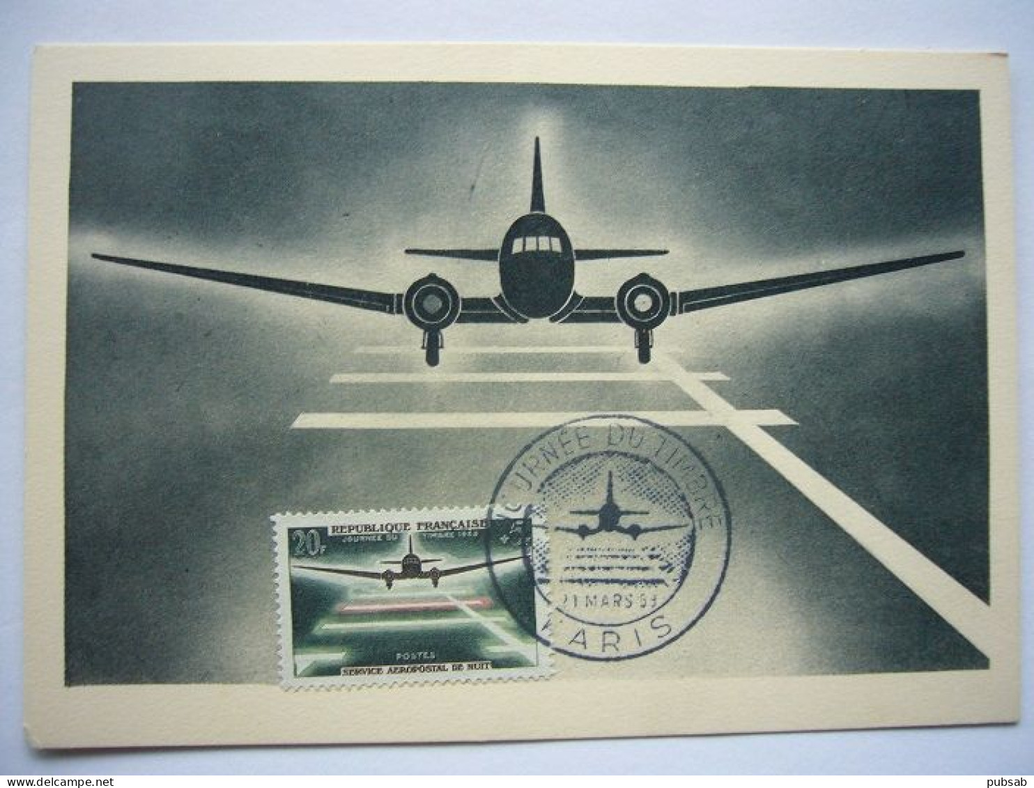 Avion / Airplane / L'AÉROPOSTALE - AIR FRANCE / DC-3 / Vol De Nuit / Carte Maximum - 1939-1945: 2ème Guerre