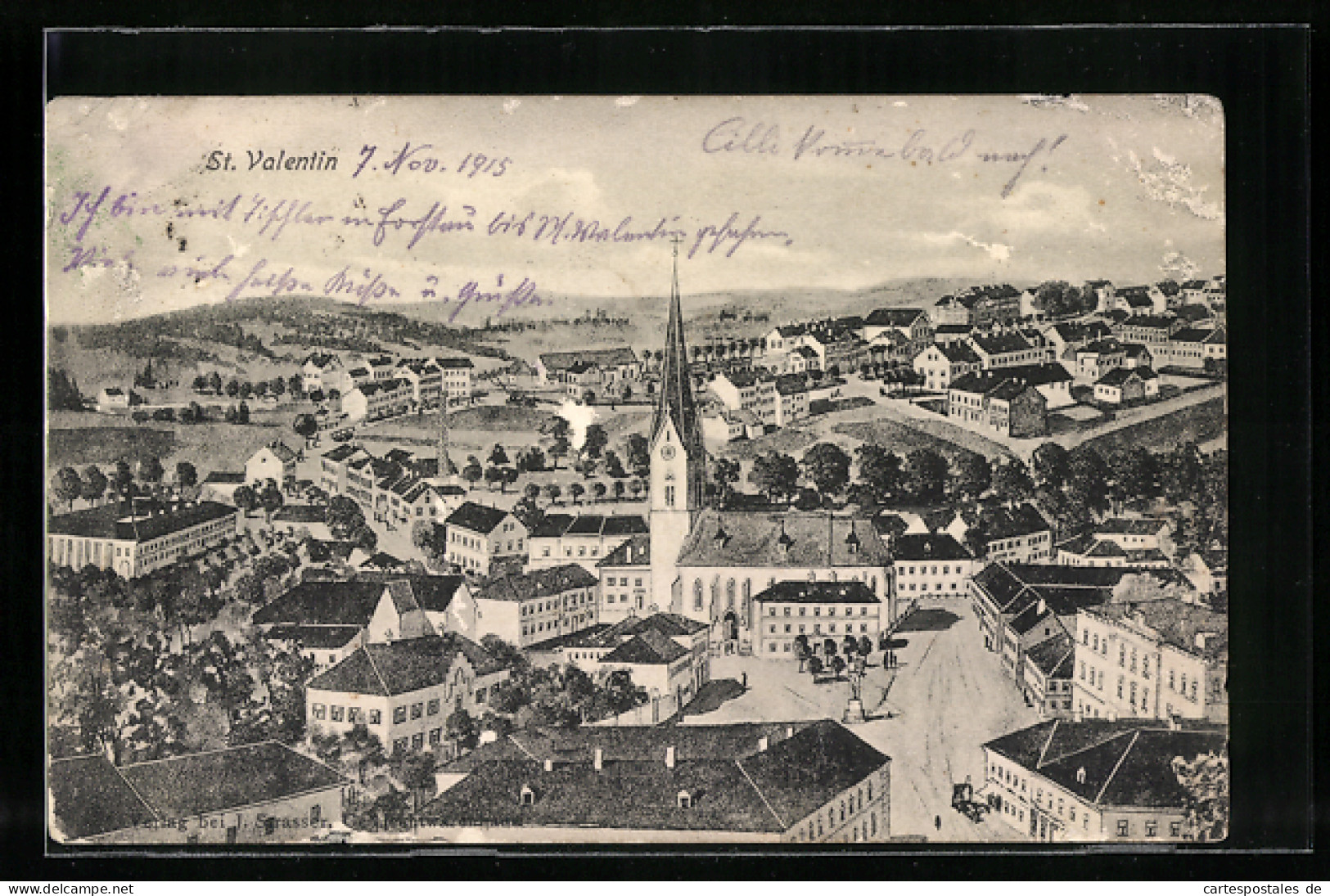 Künstler-AK St. Valentin, Teilansicht Mit Kirche  - Andere & Zonder Classificatie