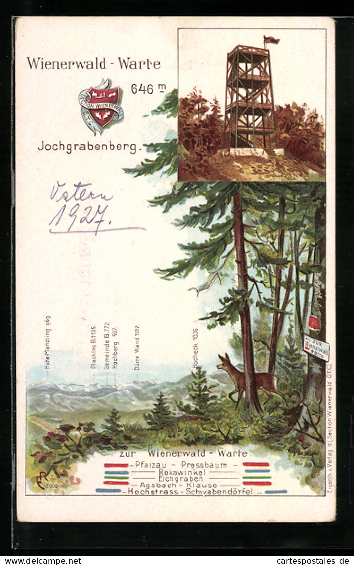 Lithographie Pressbaum, Wienerwald-Warte, Jochgrabenberg  - Other & Unclassified