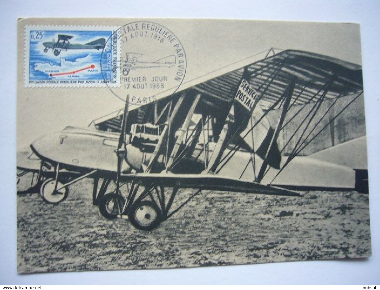 Avion / Airplane / Avion Letord 4A8 / 1ère Liaison Postale Par Avion : Paris - Saint Nazaire / 17.08.1918  Carte Maximum - 1914-1918: 1ste Wereldoorlog