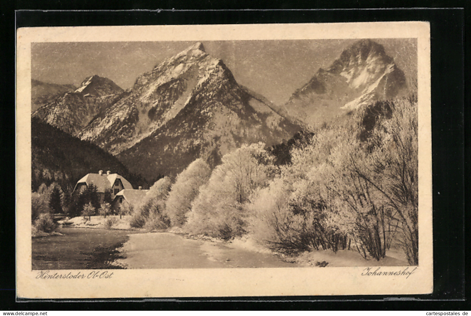 AK Hinterstoder /Ob. Öst., Flusspartie Mit Bergpanorama Im Schnee  - Other & Unclassified