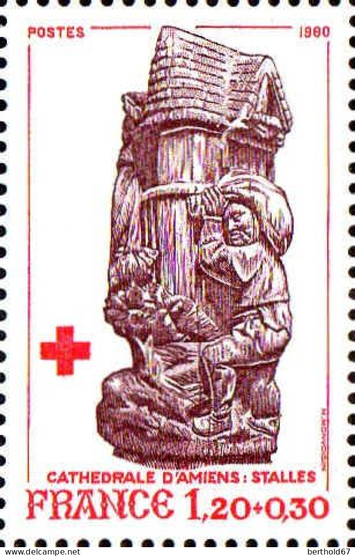 France Poste N** Yv:2116/2117 Croix-Rouge Stalles De La Cathédrale D'Amiens Dent.13 - Unused Stamps
