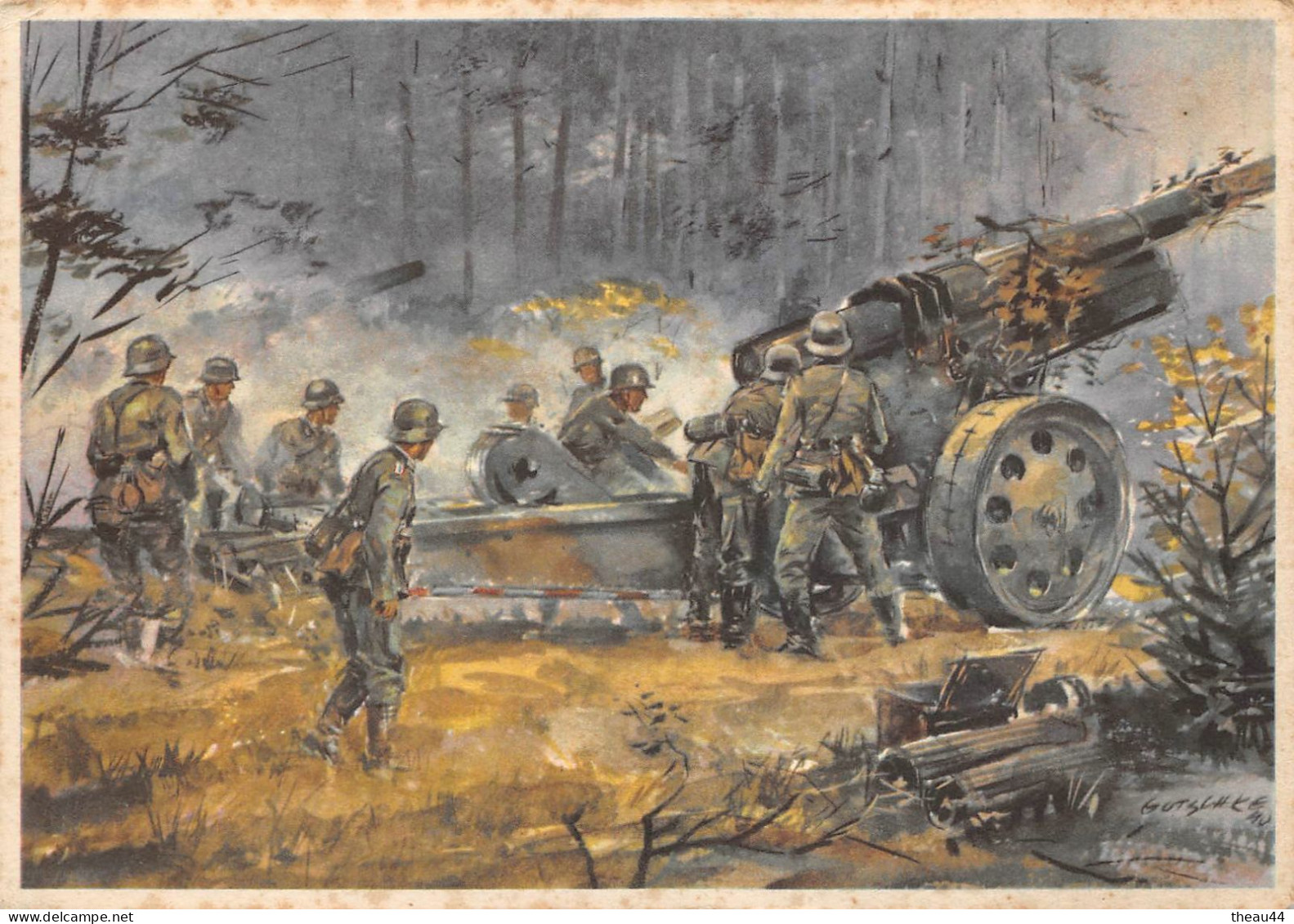 ¤¤  -  Guerre 1939-45  -  Carte Allemande  -  Artillerie, Canon, Militaires  -  Illustrateur En 1940  -  ¤¤ - Oorlog 1939-45