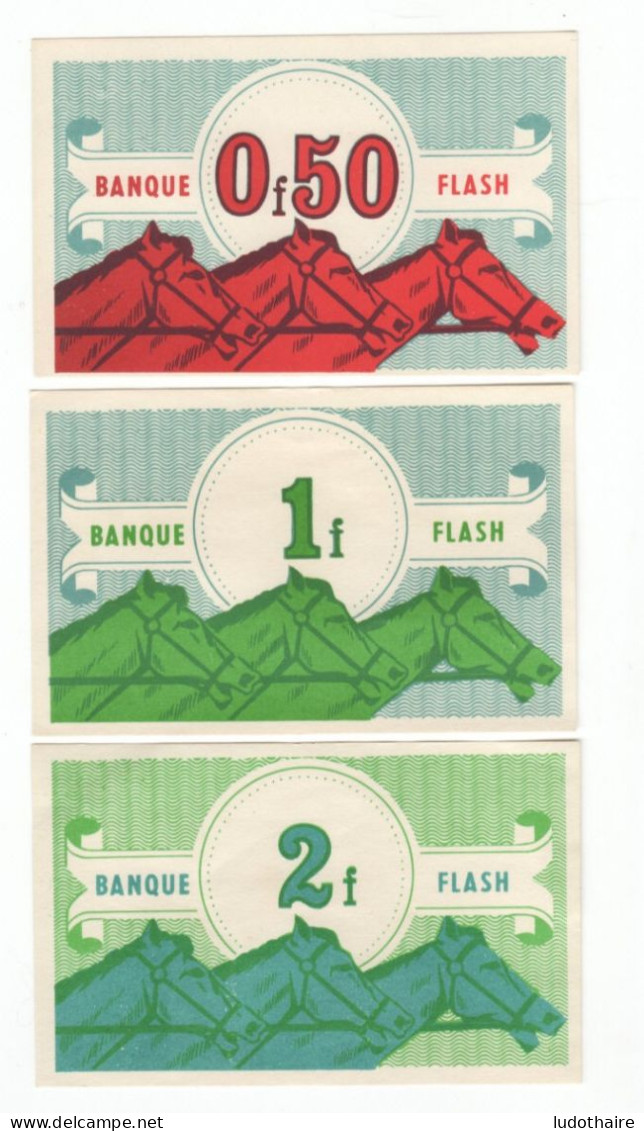 3 Billets De Jeu Hippo Flash, Courses Hippiques, Cheval, Chevaux, Tiercé, Franc, Francs - Fiktive & Specimen