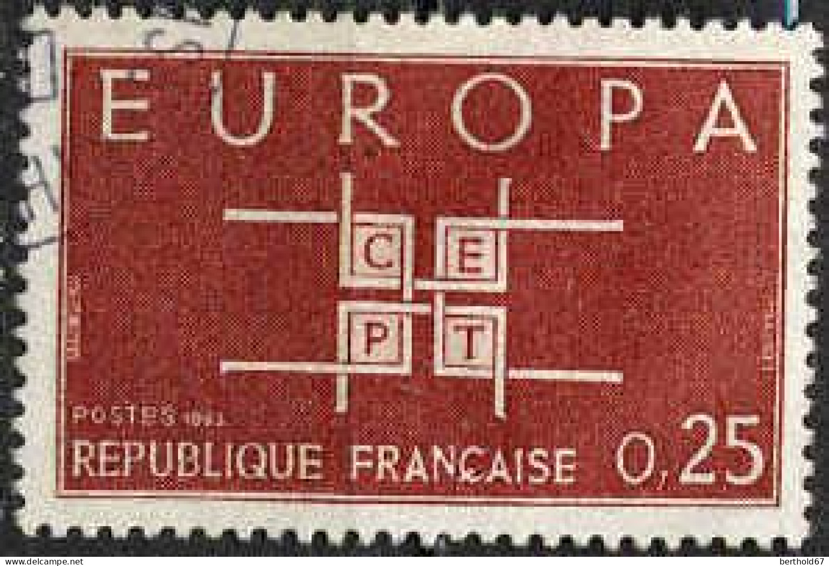 France Poste Obl Yv:1396/1397 Europa 1963 Sigle Stylisé (beau Cachet Rond) - Usati