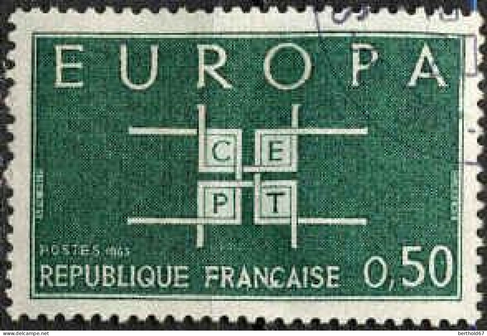 France Poste Obl Yv:1396/1397 Europa 1963 Sigle Stylisé (beau Cachet Rond) - Oblitérés