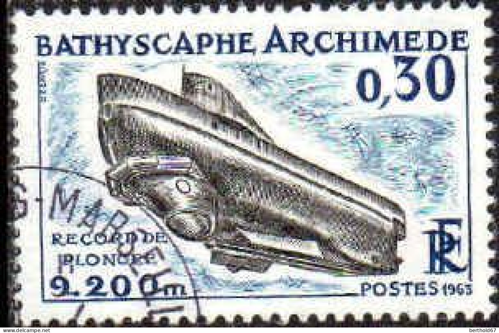 France Poste Obl Yv:1368 Mi:1421 Bathyscaphe Archimède Record De Plongée (TB Cachet Rond) (Thème) - Used Stamps