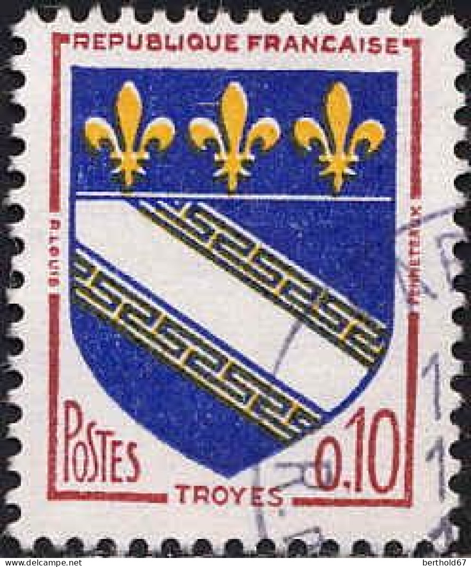 France Poste Obl Yv:1353 Mi:1420 Troyes Armoiries (Beau Cachet Rond) - Gebruikt