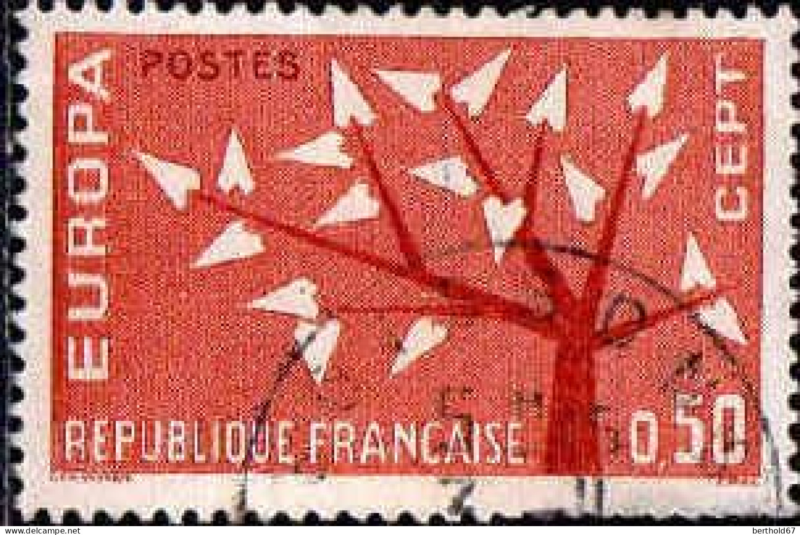 France Poste Obl Yv:1358/1359 Europa Cept Arbre à 19 Feuilles (TB Cachet Rond) - Gebraucht
