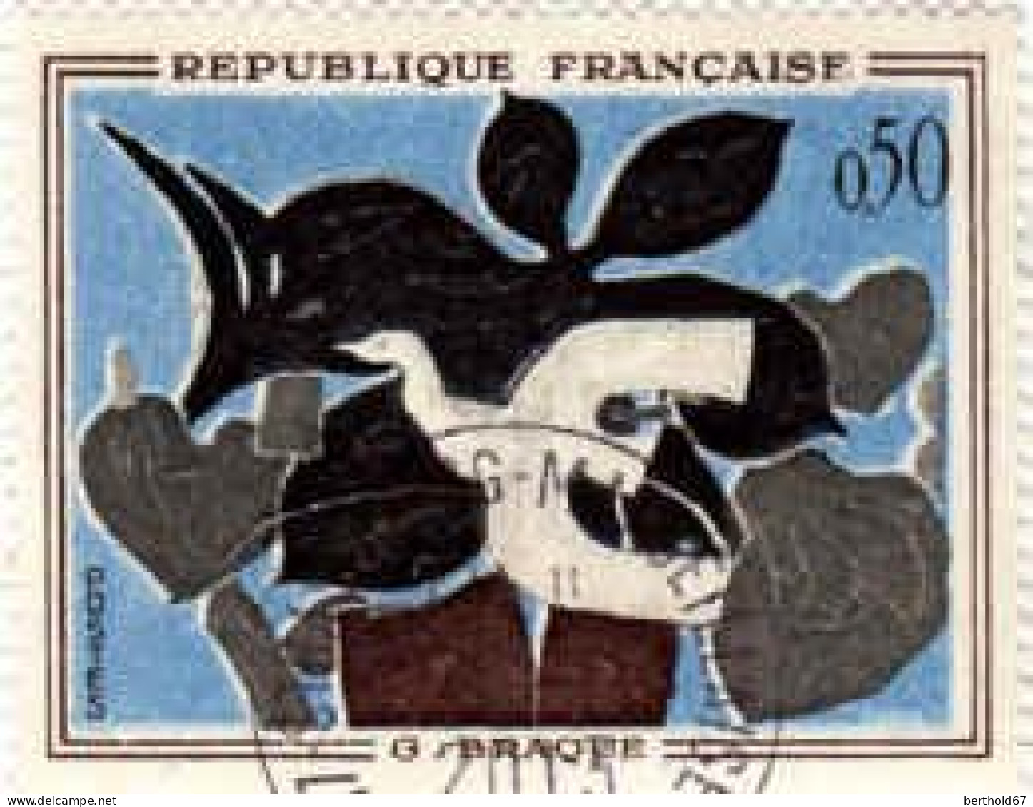 France Poste Obl Yv:1319 Mi:1372 Georges Braque Le Messager (TB Cachet Rond) - Usados